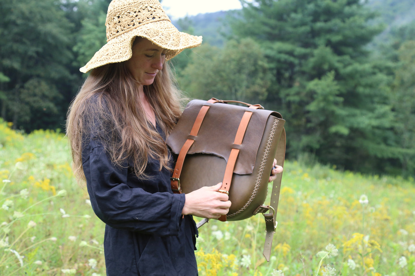 Load image into Gallery viewer, Olive Bridle Leather Backpack
