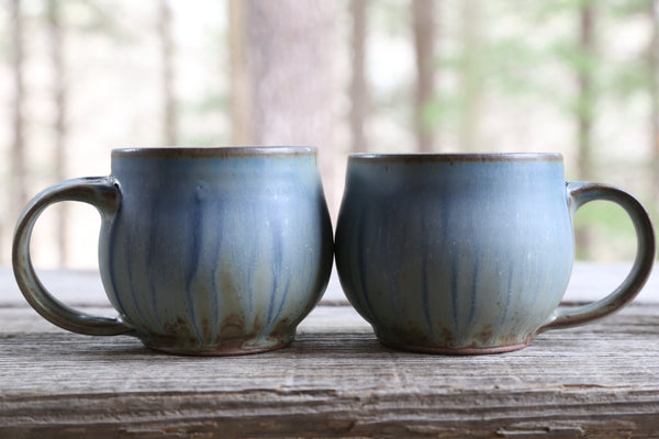 Pair of 16 oz. mugs in earthy blue glaze