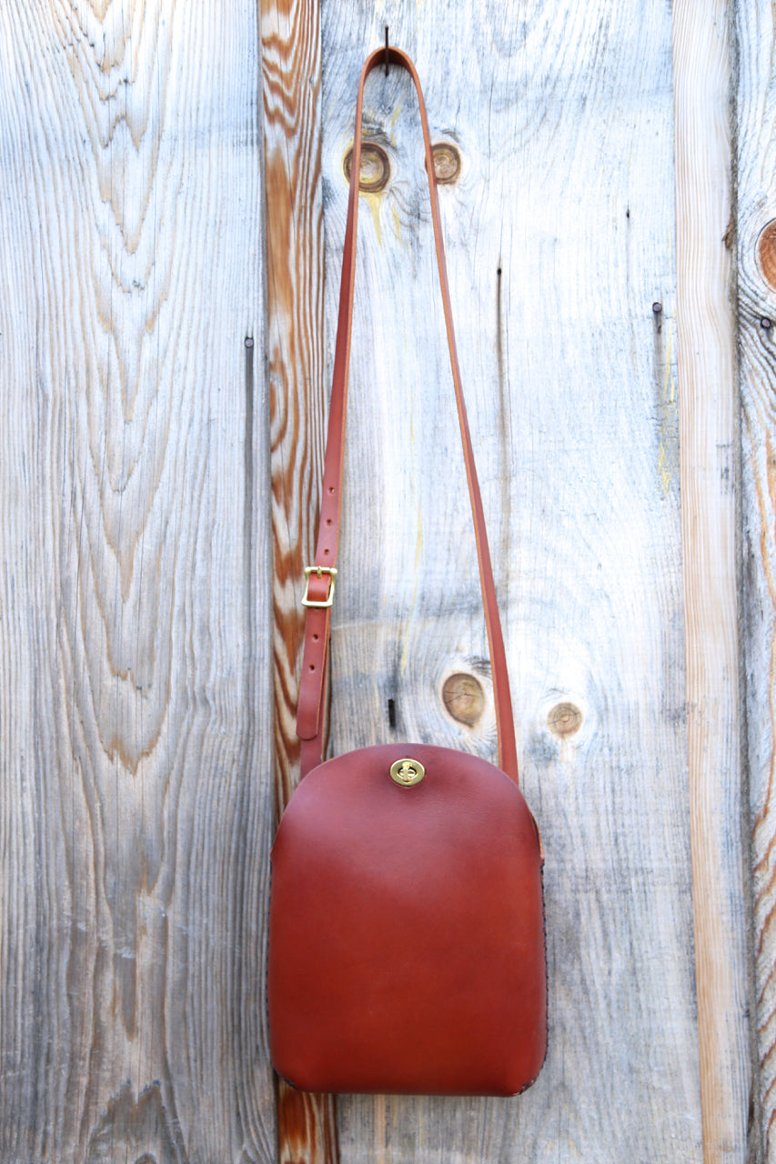 Large Minimalist Crossbody Bag in Cherrywood Red