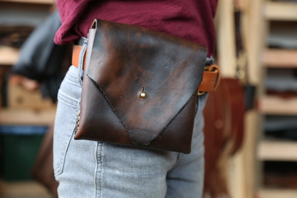 Large Brown Horween Leather Hip Pouch no.1