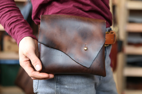 Large Brown Horween Leather Hip Pouch no.2