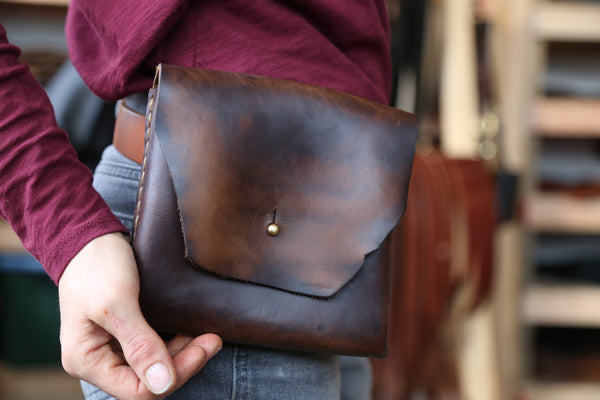 Large Brown Horween Leather Hip Pouch no.3