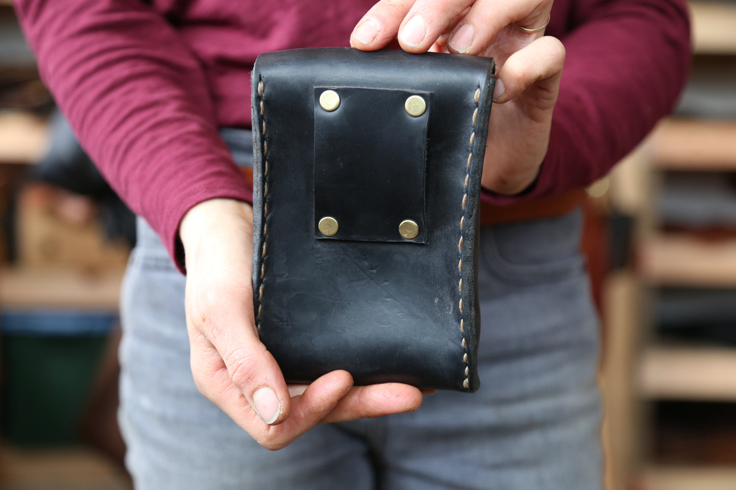 Load image into Gallery viewer, Black Horween Leather Hip Pouch no.2
