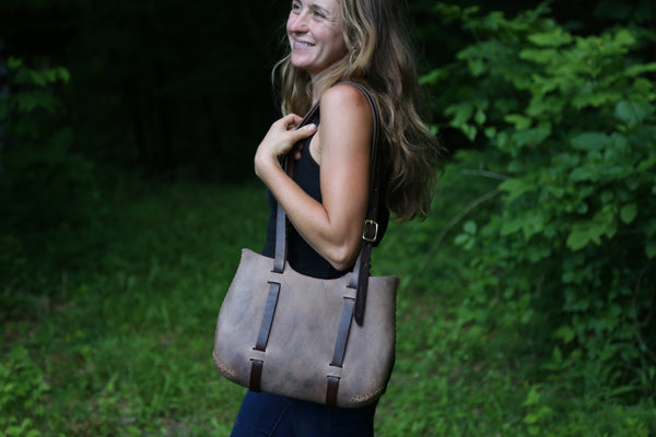The Forest Tote in Grey cordoban water buffalo