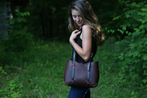 The Forest Tote in Brown cordoban water buffalo