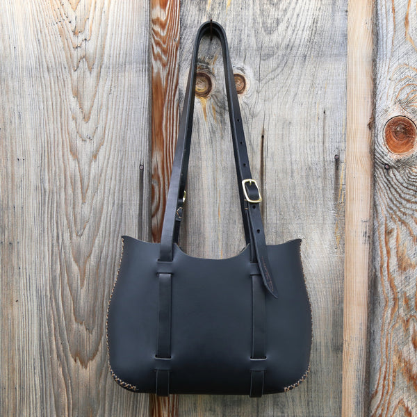 The Forest Tote in Black cordoban water buffalo