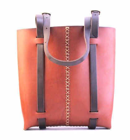Load image into Gallery viewer, Rugged tote in Cherrywood Red Steer Hide
